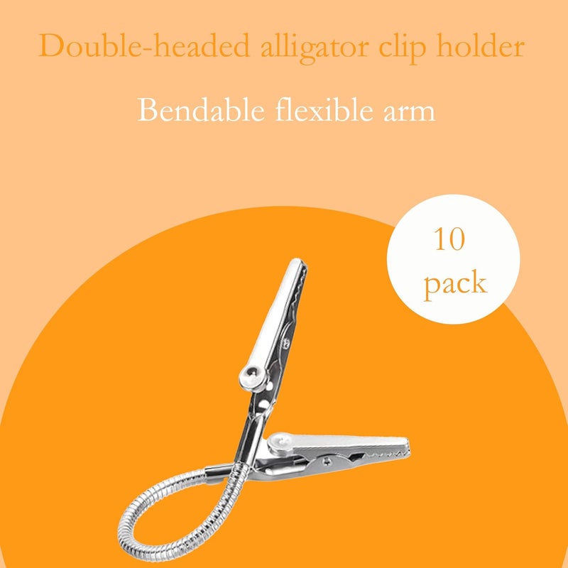 ZHQZZPH 10-Pack Double-Headed Alligator Clip Holders Bendable Flexible Arms for Office Memos, Photos & DIY | Metal Double-Sided Design with Mini Prongs | 7.1 Inch Long Display Organizer - Image 2